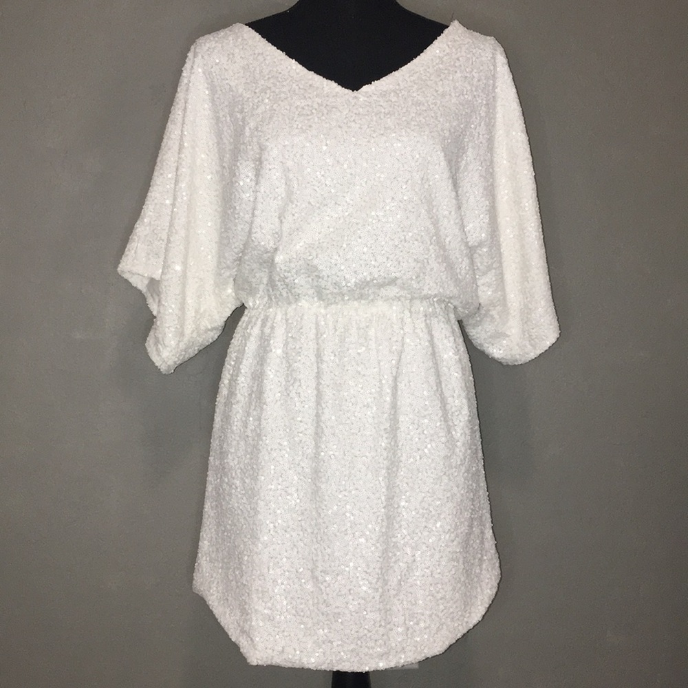 White sequin kimono dress